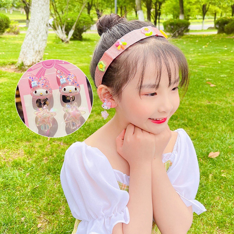 Khuyên Kẹp Vành Tai Không Lỗ Bằng Nhựa Resin Họa Tiết Hoạt Hình Dễ Thương Cho Bé Gái