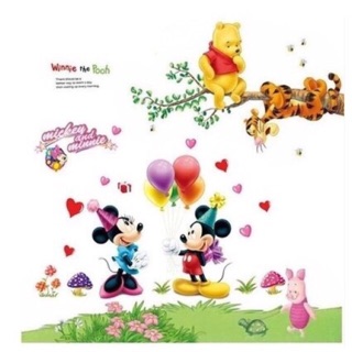 Decal dán tường Combo gấu pooh và mickey and mine