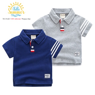 Áo Polo bé trai WELLKIDS áo thun thể thao có cổ chất cotton hàng xuất Âu Mỹ