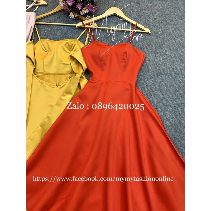 Đầm xoè dự tiệc 2 dây hở lưng cột nơ siêu yêu TRIPBLE T DRESS - size M/L - MS107Y