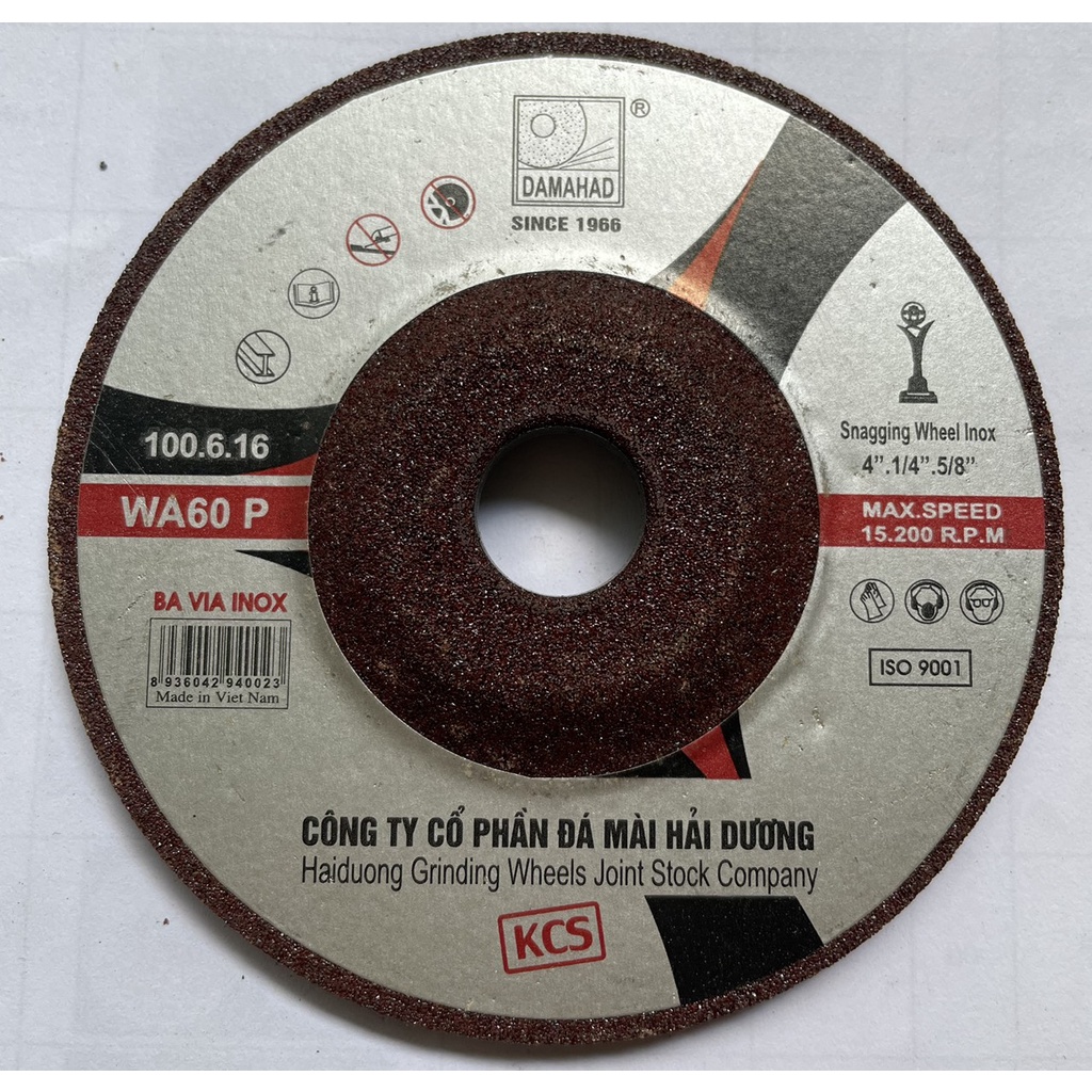 ĐÁ MÀI INOX HẢI DƯƠNG 1 TẤC 100X6.0X16MM HÀNG CHÍNH HÃNG CÔNG TY
