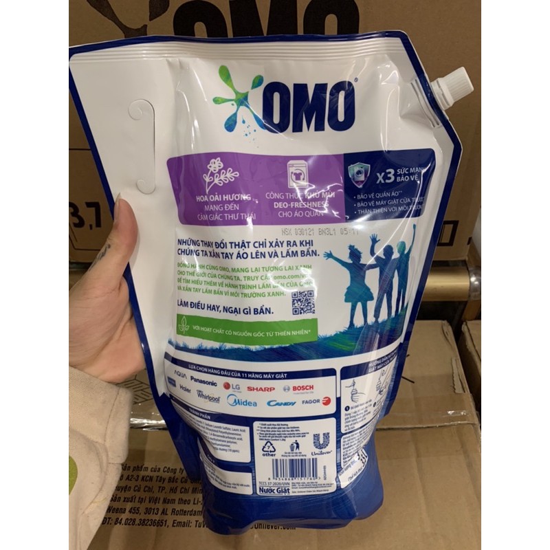 Combo 2 túi Nước Giặt OMO Matic dành cho máy giặt cửa trên/cửa trước 3,7kg/x2