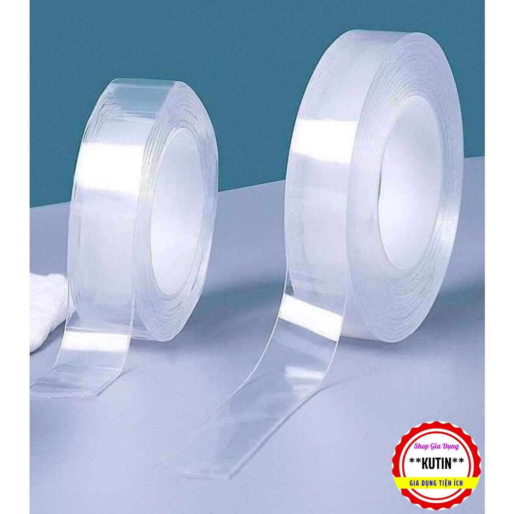 Băng Keo Trong Nano 2 Mặt Siêu Dính Dày 1mm Chất Liệu Acrylic Dán Mọi Vật Dụng Tiện Ích