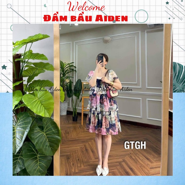 Đầm bầu xinh thiết kế dáng suông tầng hai dây cánh tiên màu tím maternity dress