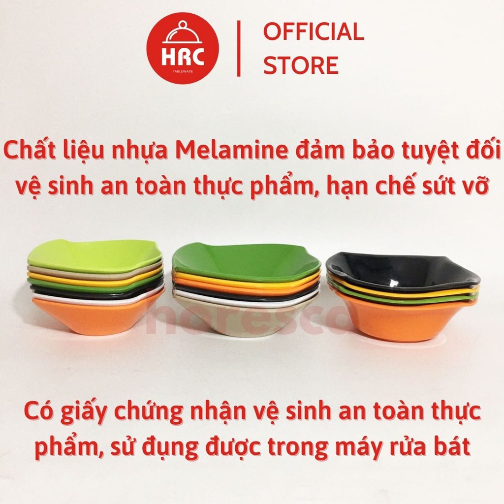 Bát đựng chè, tô chè vuông nhựa melamine kèm thìa đủ màu