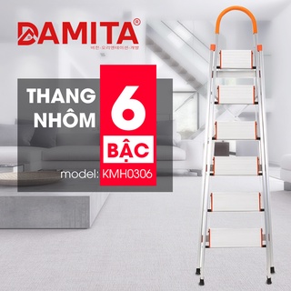 Thang nhôm ghế 6 bậc damita cao cấp inox 304 bảo hành 24 tháng