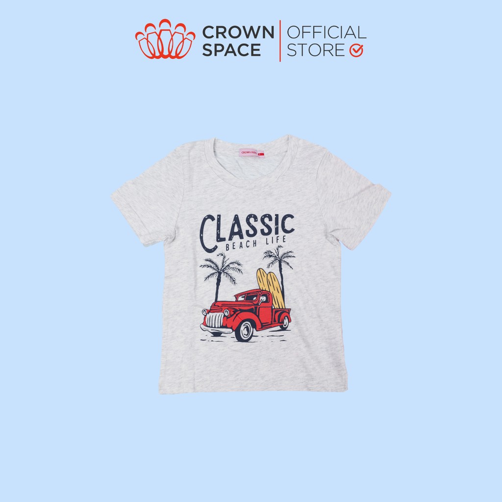 Áo Phông Bé Trai Classic Chính Hãng Crown Space Fashion CKBS2111106 TShirt Vải Cotton Thoáng Mát Từ Size 1-8