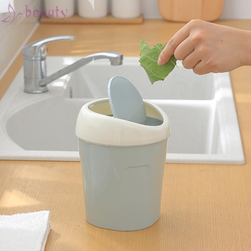 Thùng rác mini để bàn có nắp xoay dùng trong văn phòng/tại nhà