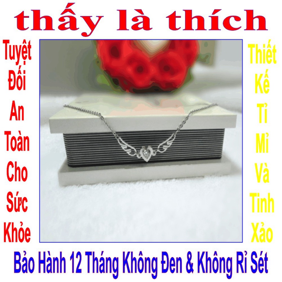 Dây chuyền bé gái đôi cánh đính đá phối trái tim xinh xinh - An toàn cho trẻ -Cam kết 1 đổi 1 nếu hoen , gỉ sét