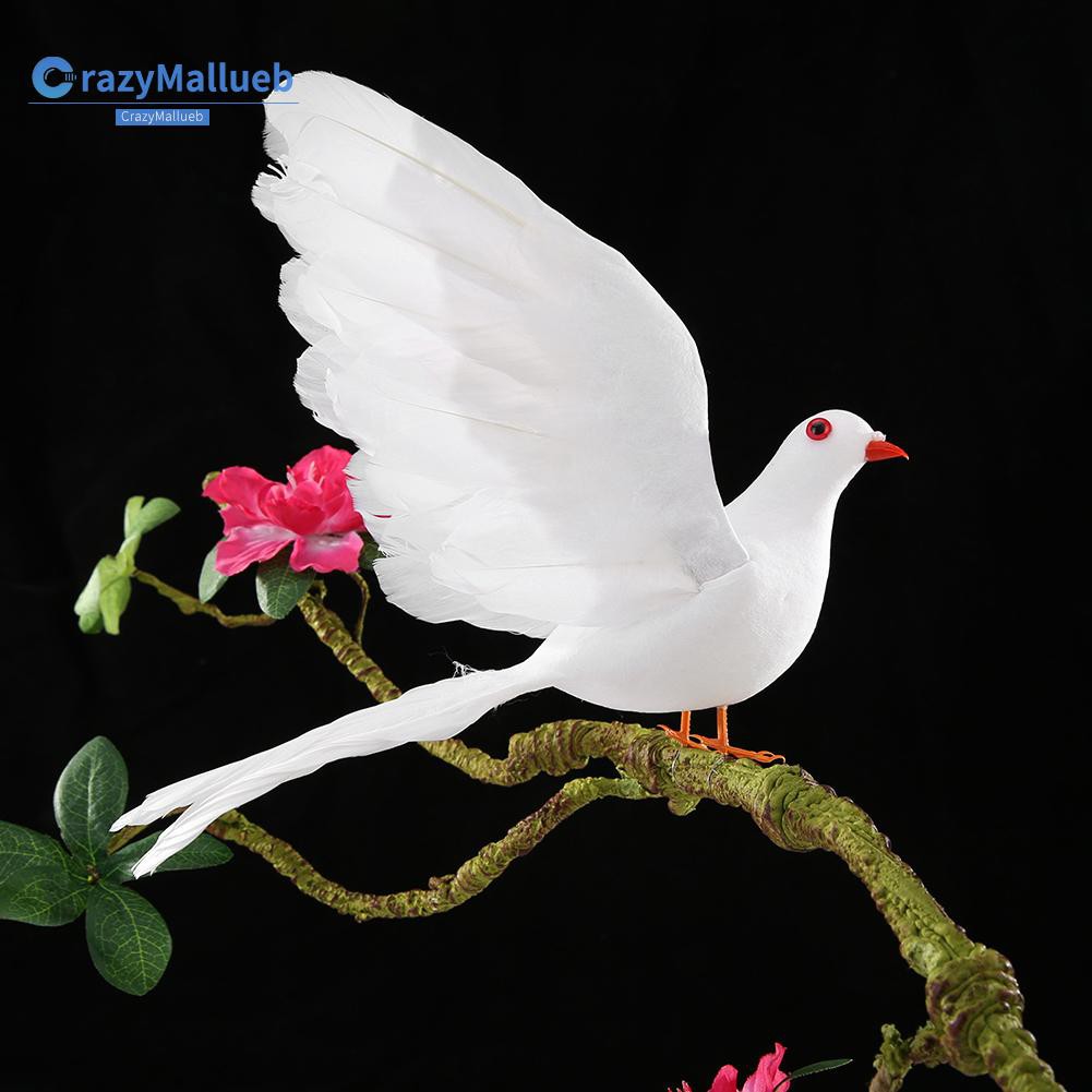 Crazymallueb❤Simulation Foam White Pigeon Fake Artificial Bird Wedding Home Ornament❤New