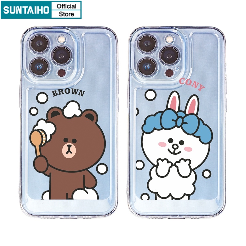 Ốp lưng iphone Ốp điện thoại Suntaiho silicon mềm in hình thỏ/gấu thích hợp cho iPhone 11 Pro 13 12 Pro Max XS Max X XR 7 8 Plus