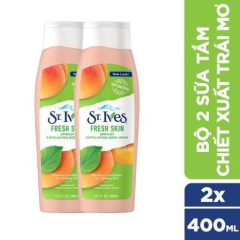 Bộ 2 Sữa tắm St.Ives Chiết Xuất Trái Mơ (400ml x 2)