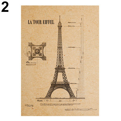 Sticker hình tháp Eiffel phong cách cổ điển