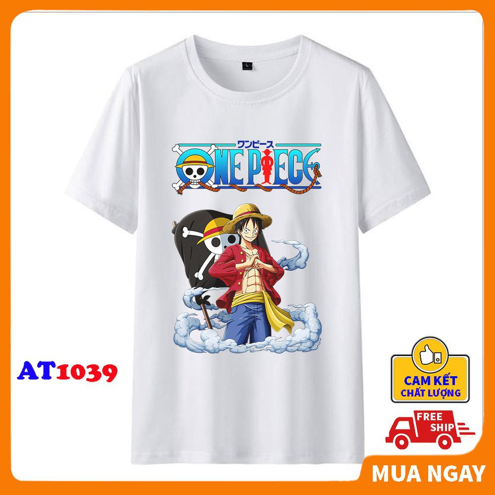 BST One Piece - Áo phông tay lỡ ABATI dáng Unisex form rộng in hình Luffy, vải dày mịn mát, phong cách Hot Trend AT1039A