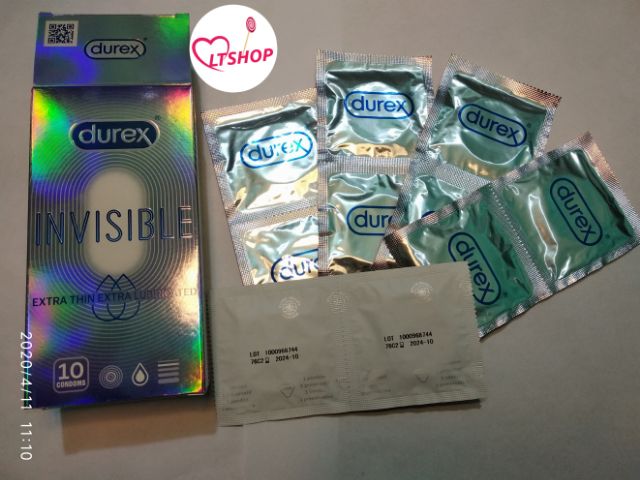 Bao Cao Su   Durex Invisible extra  siêu mỏng kéo dài hộp 10cái