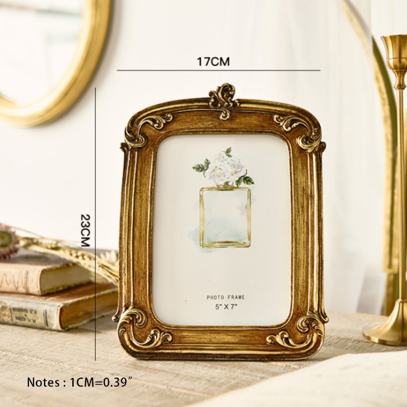 Khung Ảnh Để Bàn AOTO Bằng Resin Màu Vàng Kim Cổ Điển