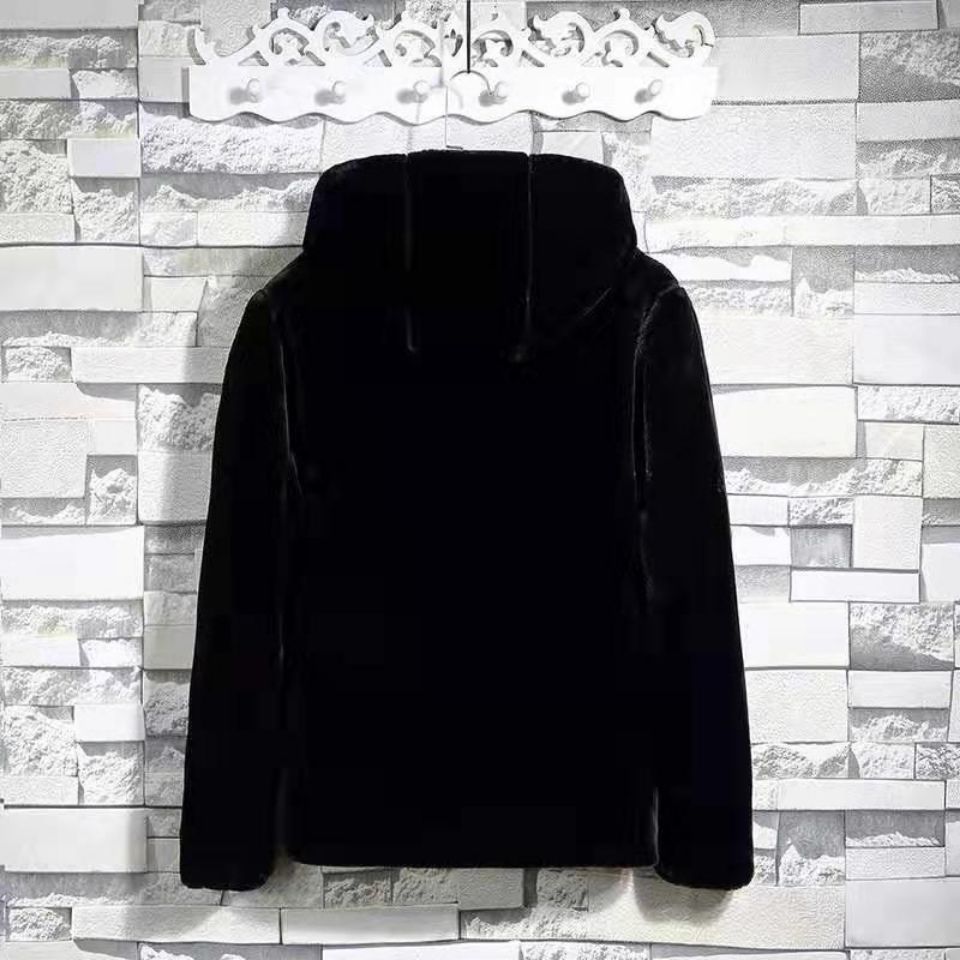 Hàng Có Sẵn Miễn Phí Giao Hàng Áo Khoác Lông Chồn Nhân Tạo Có Mũ Trùm Đầu Dày Dặn Có Đệm Cotton Lông Chồn Mùa Đông Cho Nam