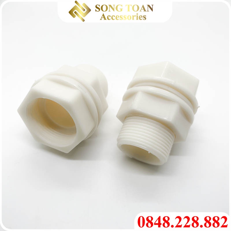 Ép Phi Bồn, Nối Bồn Nhựa Trắng, Ốc Phi Bồn Nhựa Ren 21 - 60