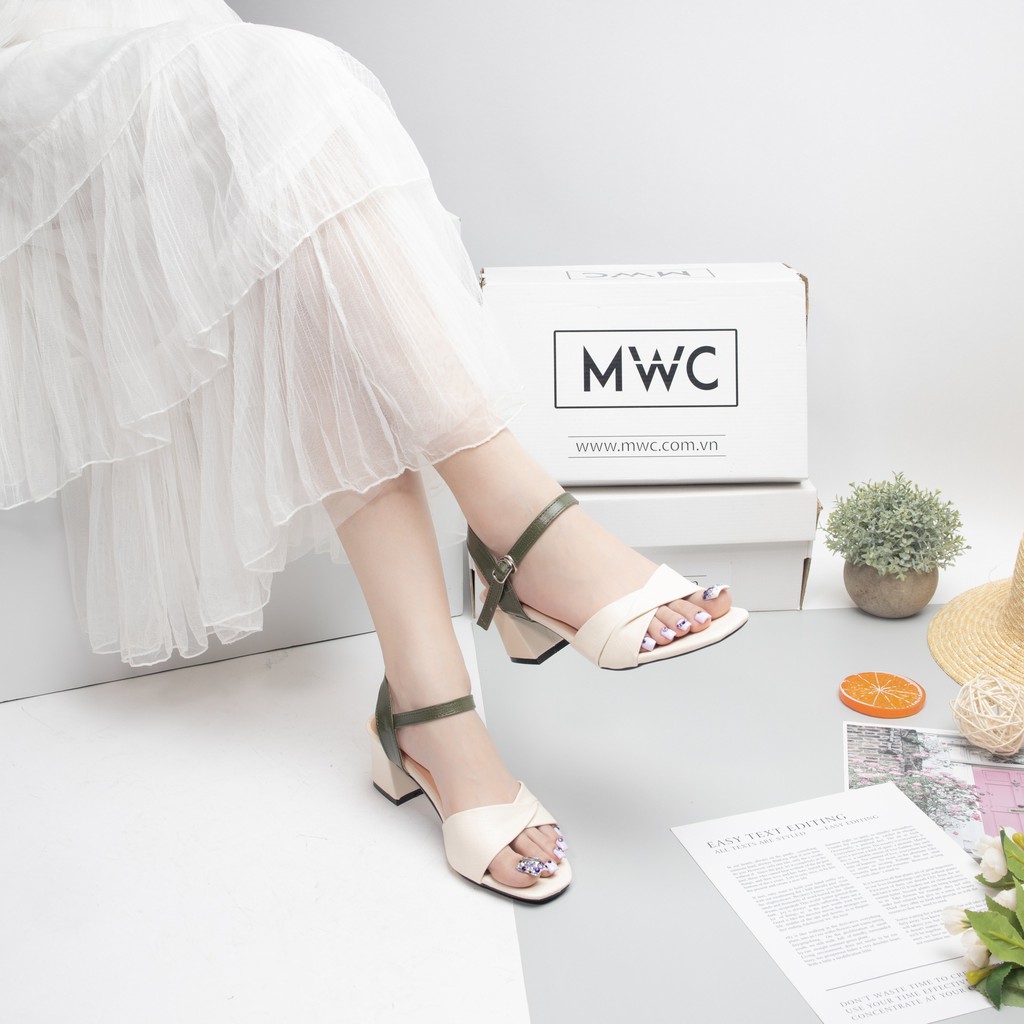 Giày Sandal Cao Gót MWC Đế Vuông 5CM Quai Chéo Thanh Lịch NUCG- 3921