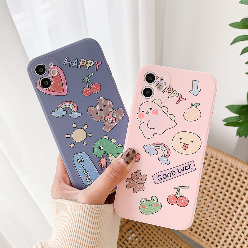 Ốp Điện Thoại Mềm Có In Hình Vẽ Khủng Long Đáng Yêu Cho iPhone 12 11 Pro Max 6 6s 7 8 Plus XR X XS Max Mini