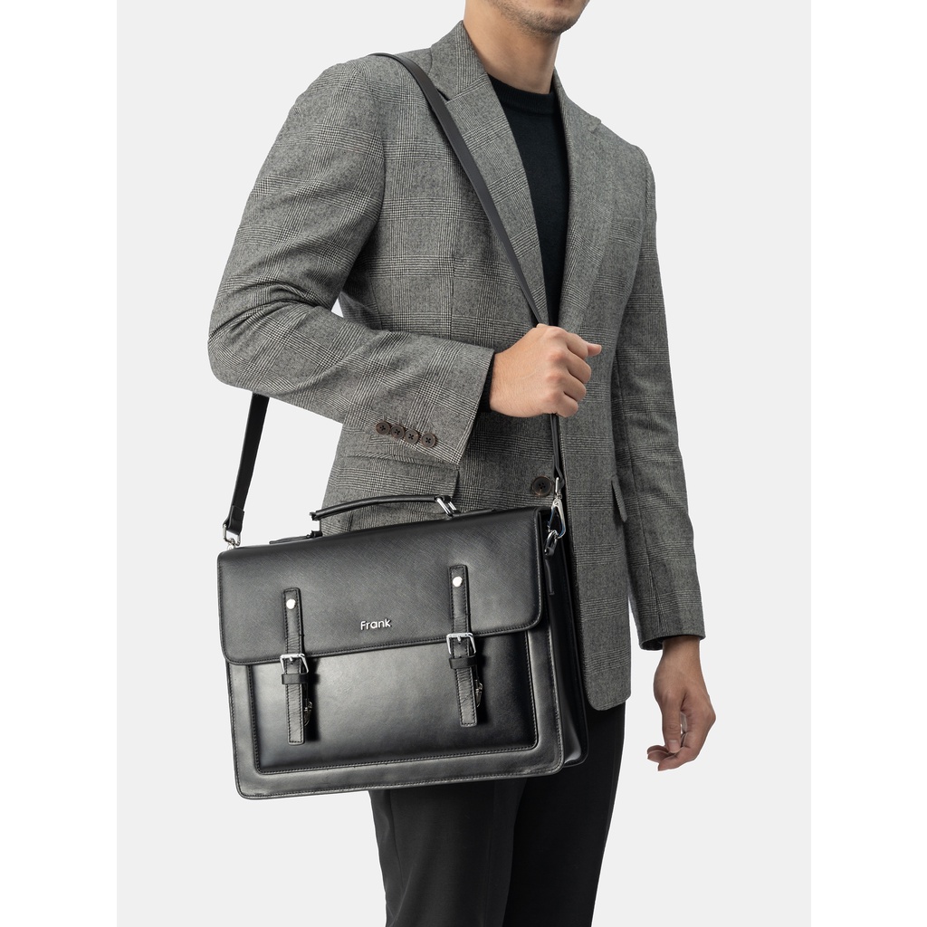 Cặp Đựng Laptop Da Bò Saffiano Cao Cấp FRANK Calvin Business Bag Túi Xách Da Công Sở Nam