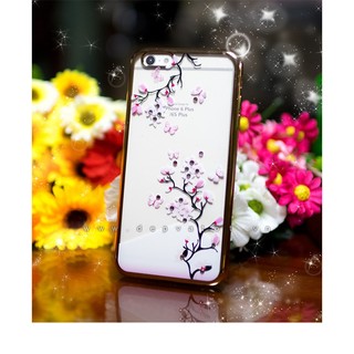 Ốp lưng iPhone 6, 6S Plus viền vàng hoa đào