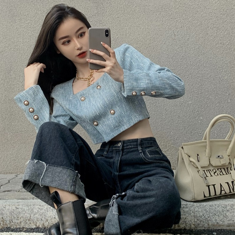 Áo sơ mi nữ kiểu tay dài cổ vuông Emilyshop