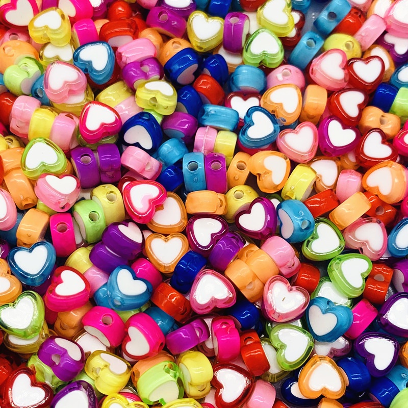 Bộ 50 Hạt Xỏ Hình Trái Tim 8mm Làm Trang Sức Thủ Công