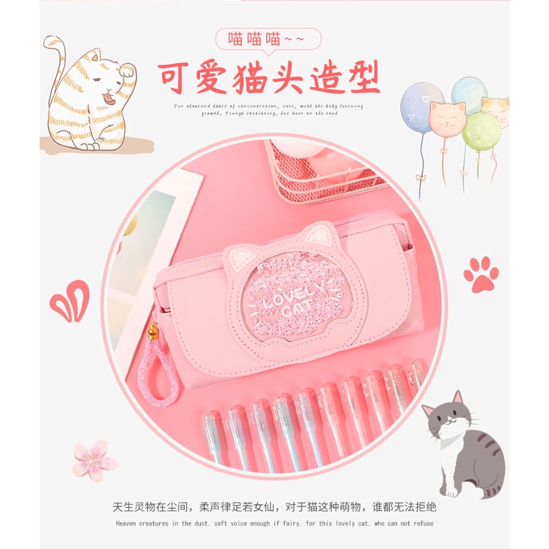 Bóp Viết Đính Kim Sa Lấp Lánh Dễ Thương Cho Học Sinh