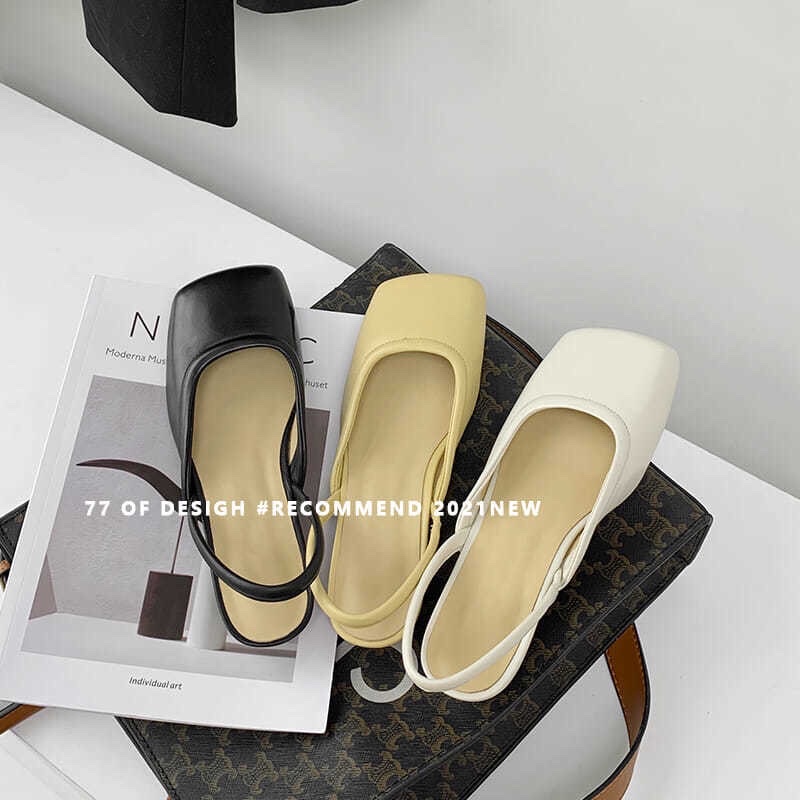 Giày hở gót đế 2cm , chất da , phù hợp cho xuân hè . 3 màu : đen / be / vàng