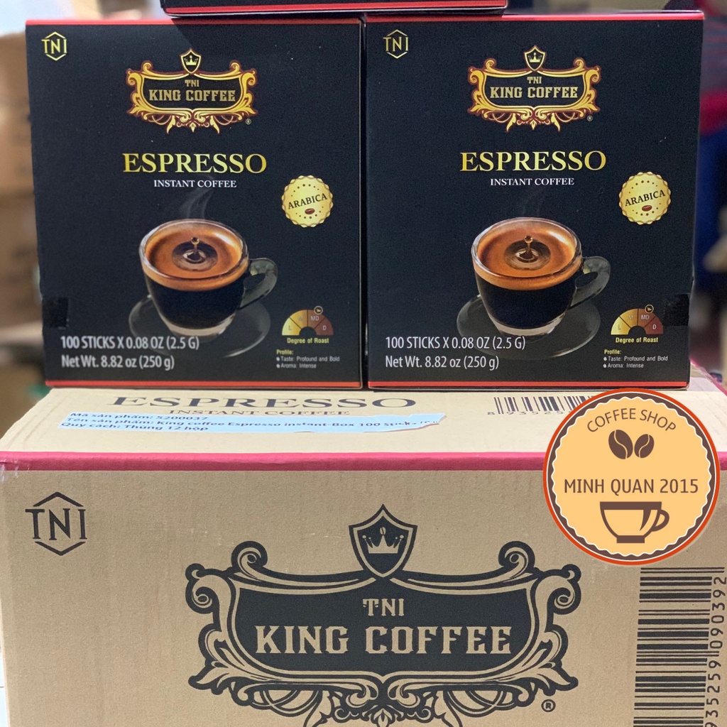 Cà Phê Hoà Tan ESPRESSO - King Coffee Hộp 100 Gói