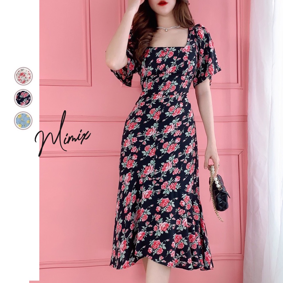 Đầm hoa cổ vuông dáng đuôi cá MIMIX dạo phố BJ4175