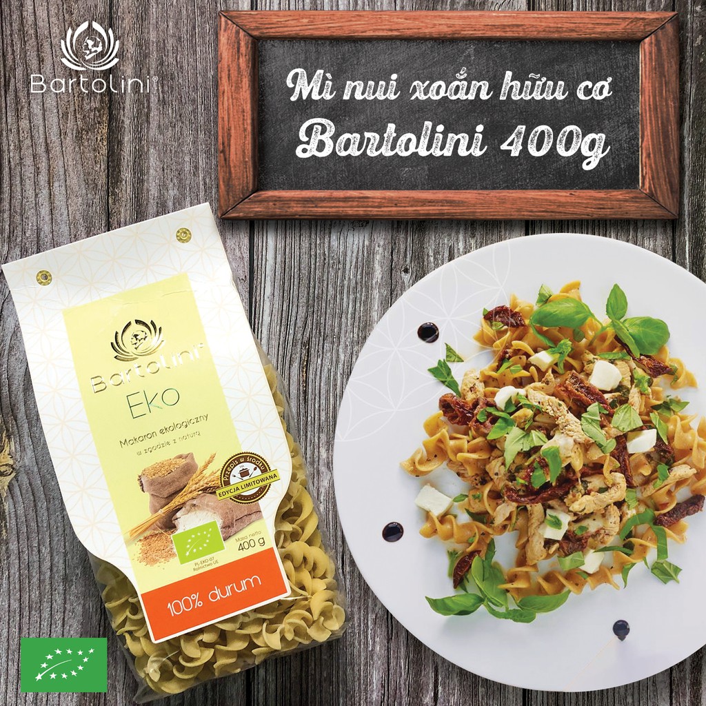 Mì nui xoắn hữu cơ Bartolini 400g