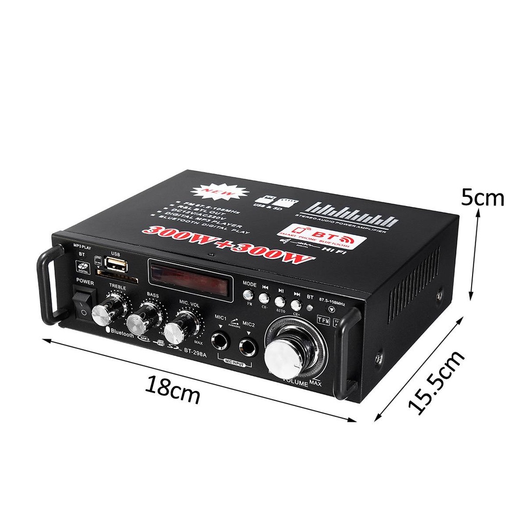 Ampli Mini Karaoke Bluetooth BT-298A Tại Nhà Cao Cấp, Nhỏ Gọn, Tiện Lợi, Đa Chức Năng - Bảo Hành 12 Tháng