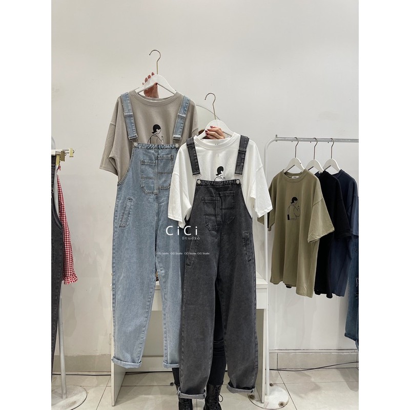 [Mã FADIRECT20 giảm 20K đơn 150K] Yếm jean trơn 1 túi trước CICISTUDIO | BigBuy360 - bigbuy360.vn