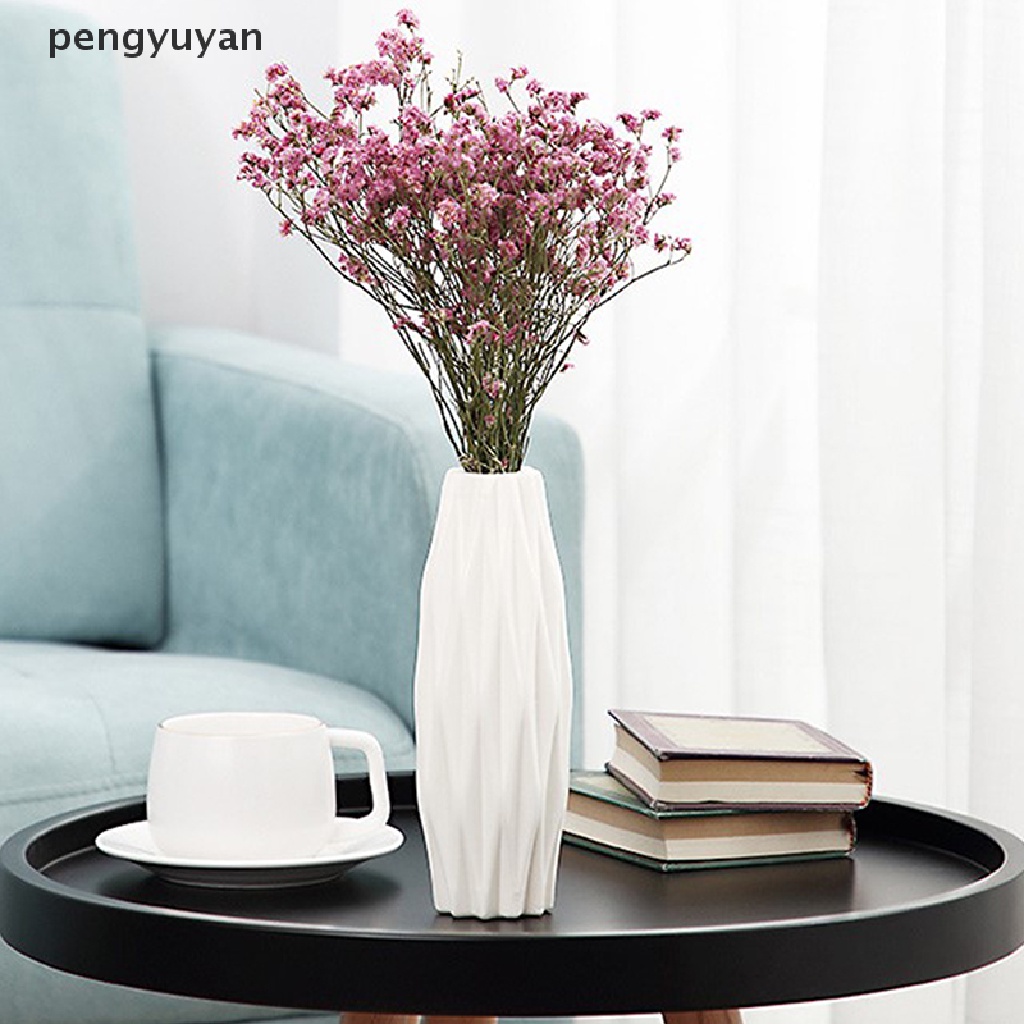Chậu Hoa Bằng Nhựa Giả Gốm Sứ Màu Trắng Dùng Trang Trí Nhà Cửa