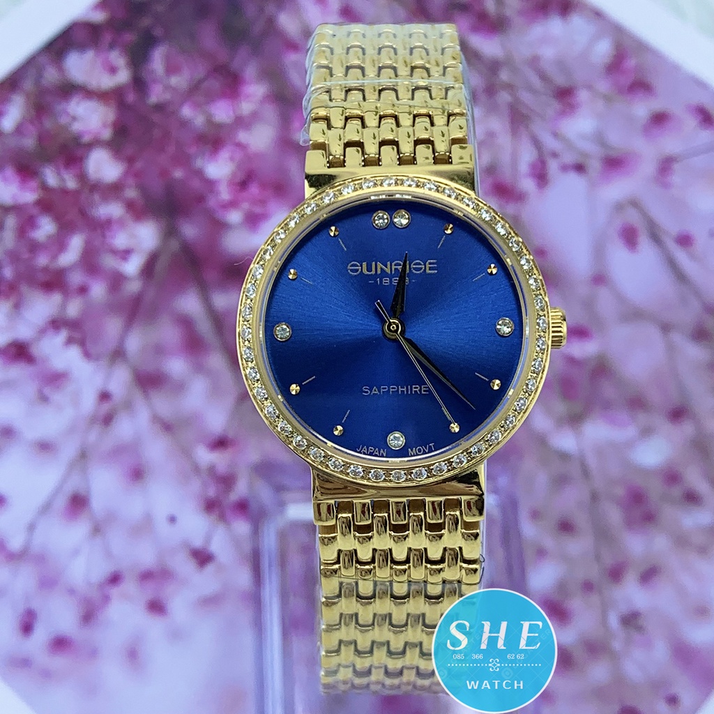 Đồng hồ nữ SUNRISE đồng hồ pin CAO CẤP 3 màu viền đá size 26mm