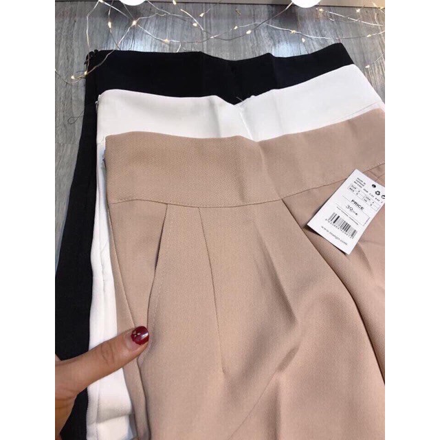 Quần suông ống rộng cạp cao khóa sườn - Quần culottes cạp cao khoá sườn ống suông