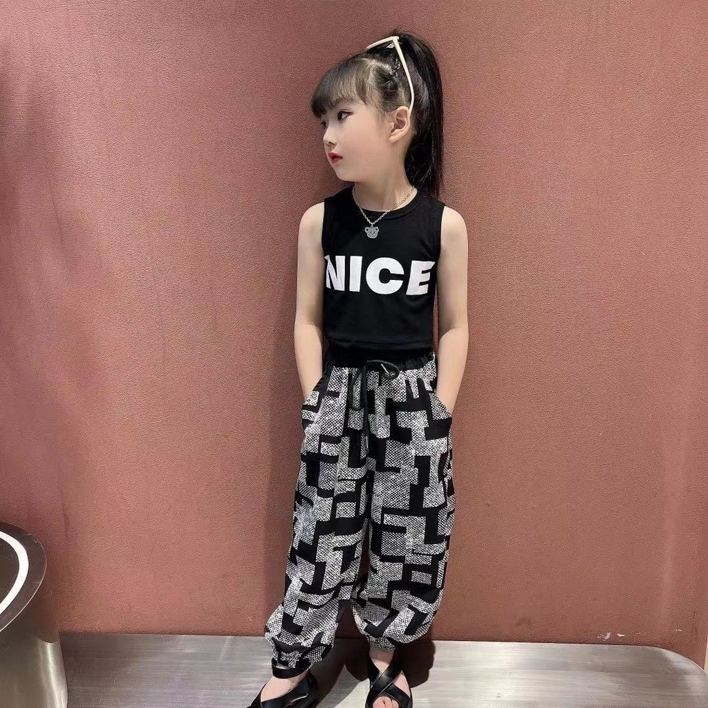 Set Đồ Thể Thao Hai Món Thời Trang Hè Cá Tính Dành Cho Bé Gái 1-10 Tuổi