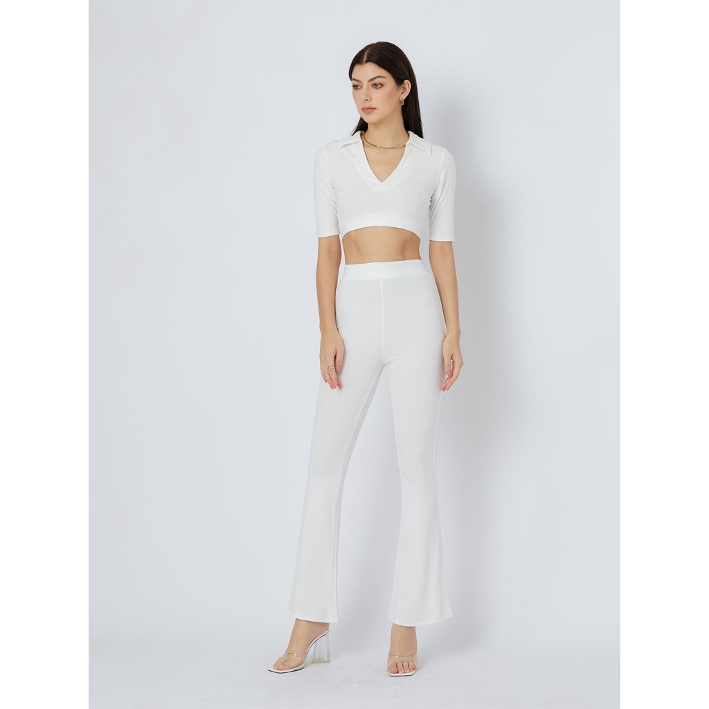 Set Nữ Lounge Wide Leg , Chất thun sọc gân Thoải Mái , WSD000163,SOMEHOW