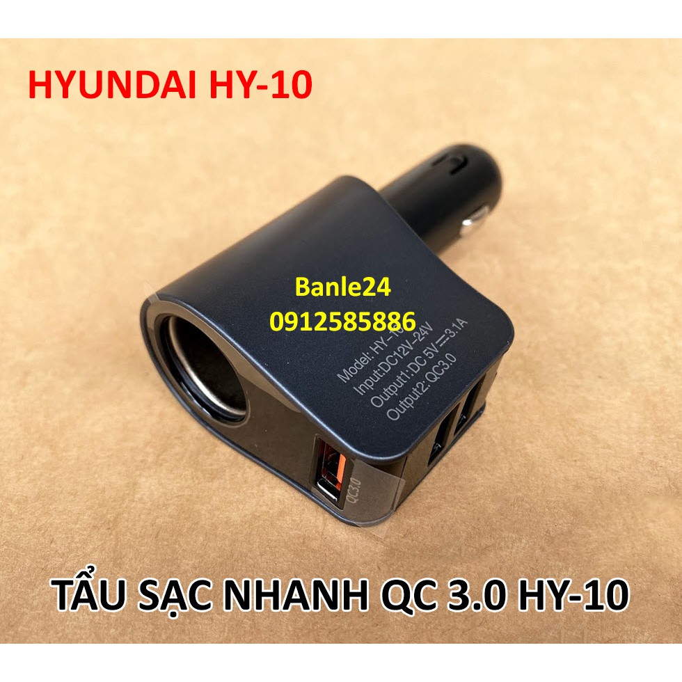 Tẩu sạc nhanh QC3.0 hiệu Hyundai HY-10, bảo hành 1 tháng siêu tốc