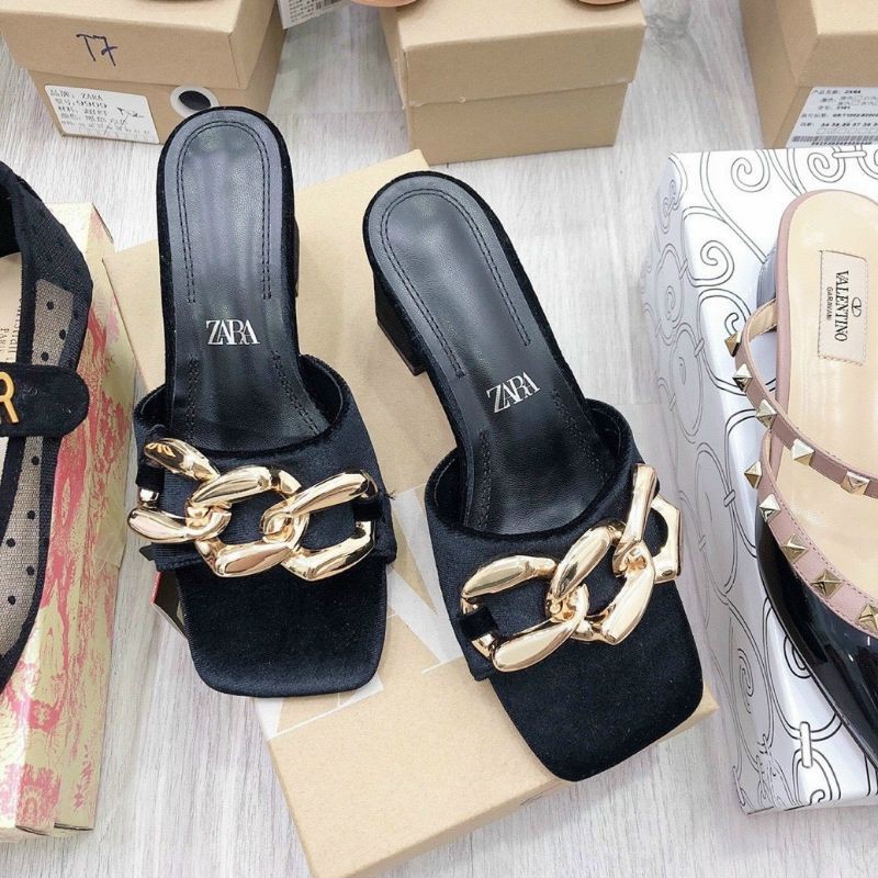 JXM(ẢNH THẬT) Guốc 7p Quai Xích Nhung Mềm Êm Mũi Vuông Fullbox Tag Hãng Cao Cấp