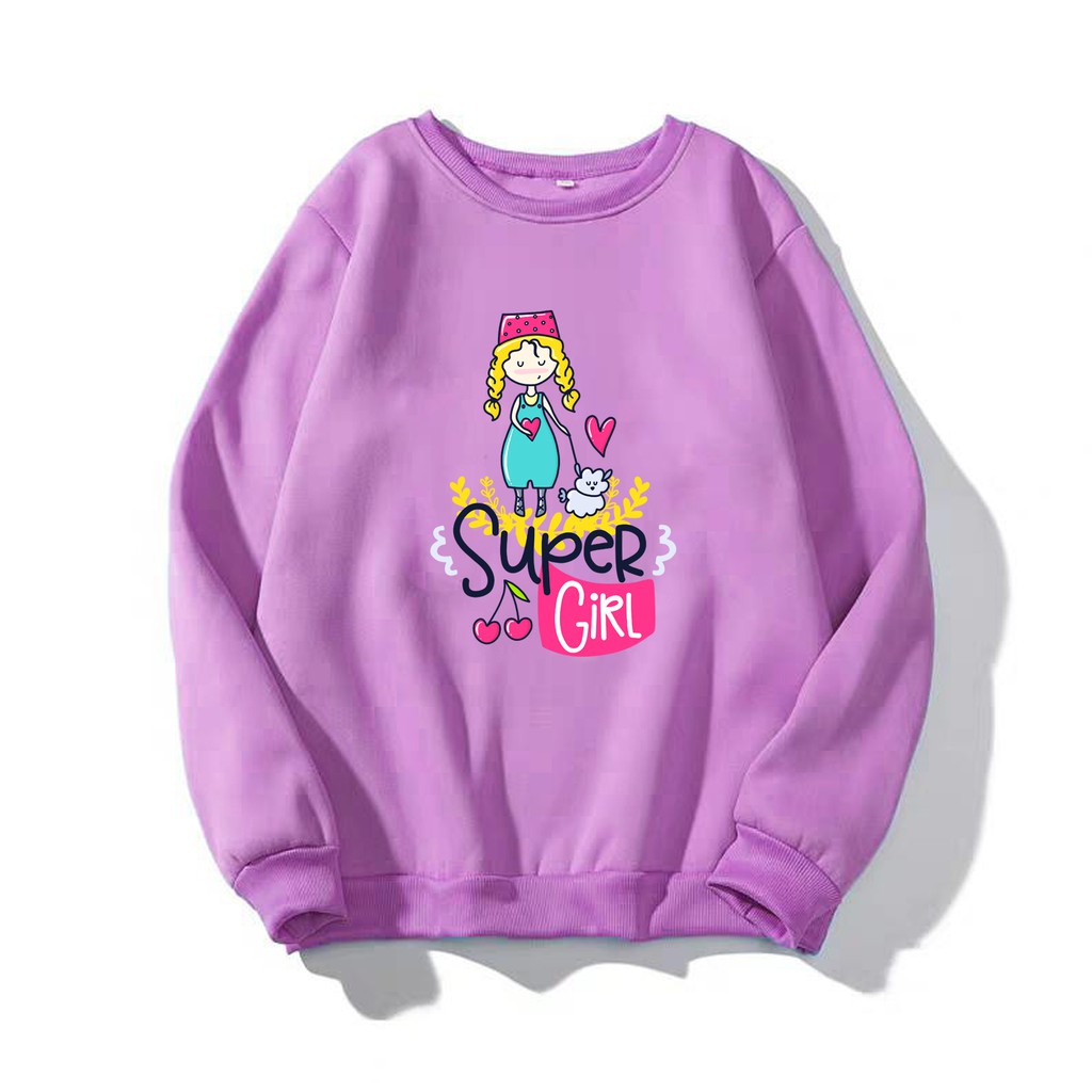 Áo Sweater nữ in hình Super Girl dễ thương, kiểu hoodie chui đầu William - DS101 | BigBuy360 - bigbuy360.vn