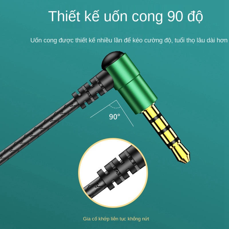 ◇Tai nghe gaming có mic cho Cút nhét dây lỗ tròn lúa mì Đầu nghiêng 3,5mm không cản điện thoại di động Hình chữ L góc vu