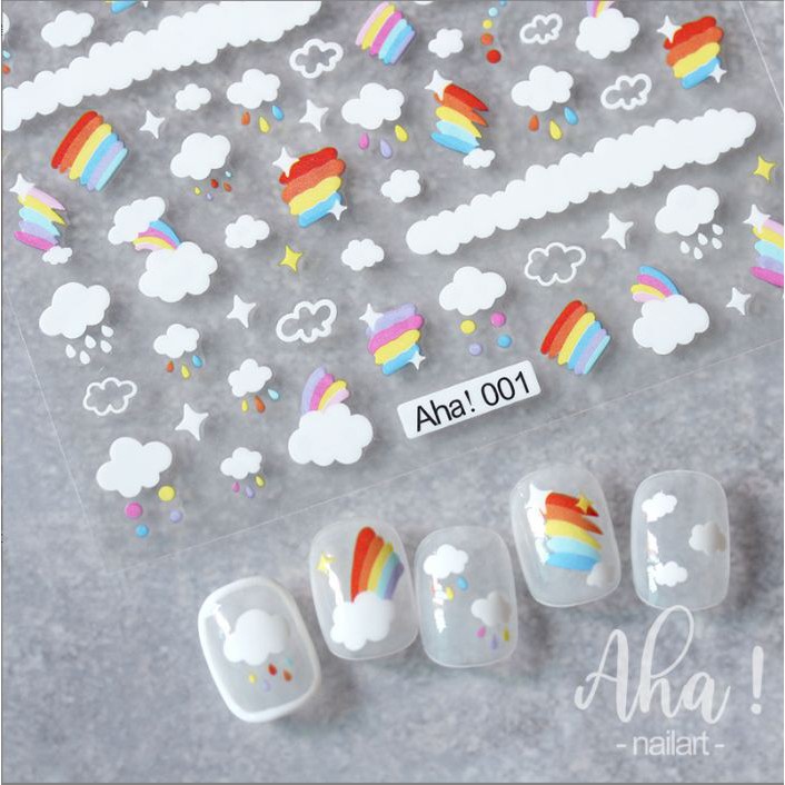 Hình dán móng tay - Sticker dán móng Đám mây trắng A01