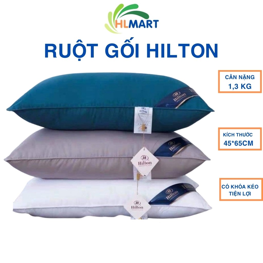 Ruột Gối , Ruột Gối HILTON Cao Cấp Có Khóa Kéo, Trọng Lượng 1,3kg/1 Đôi, Kích Thước 45*65cm.