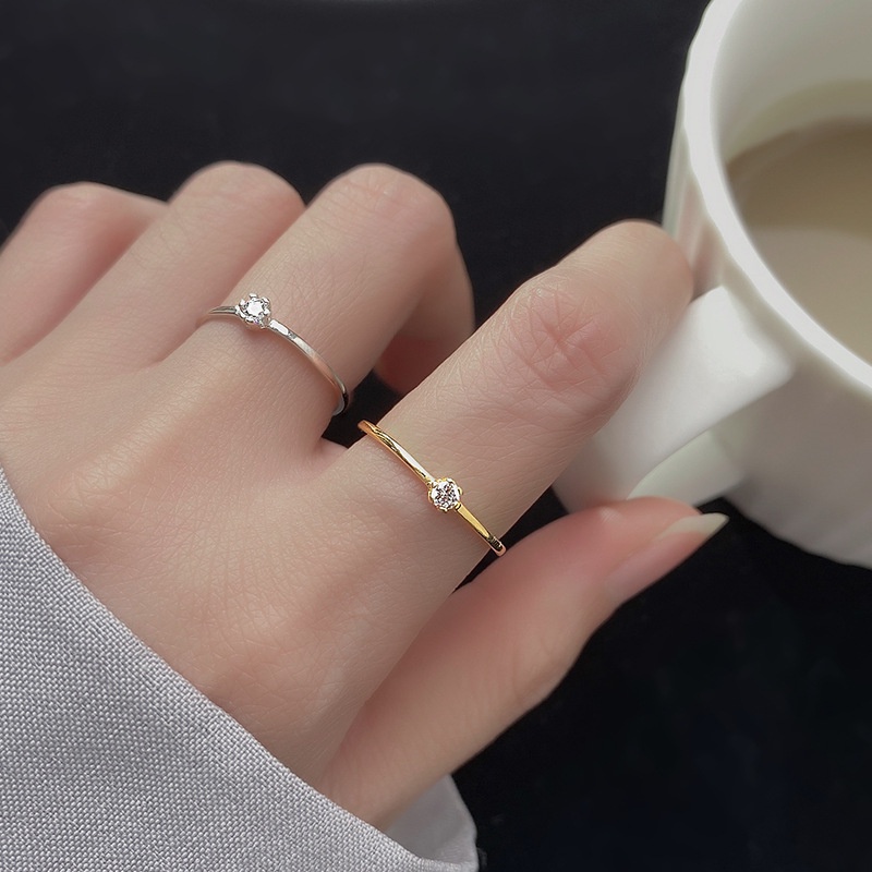 925 sterling silver ring with artificial diamonds simple fashion for women