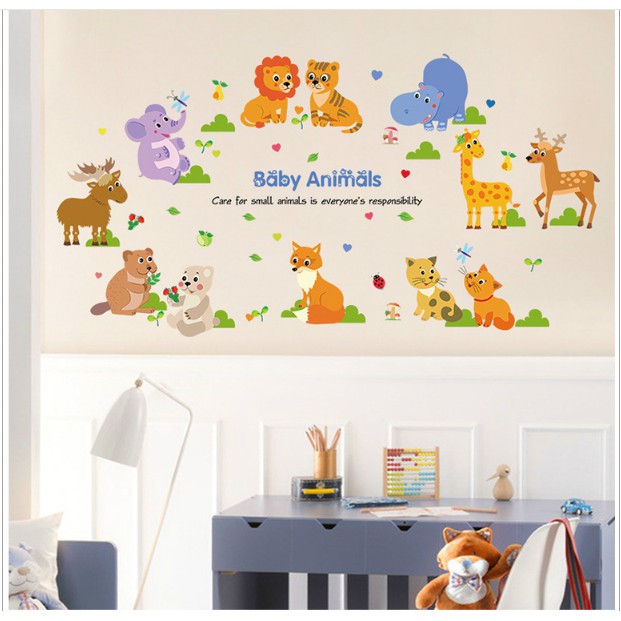 Decal trang trí Thú Tiếng Anh vòng tròn