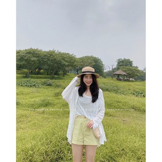 Quần short thô cạp cao basic