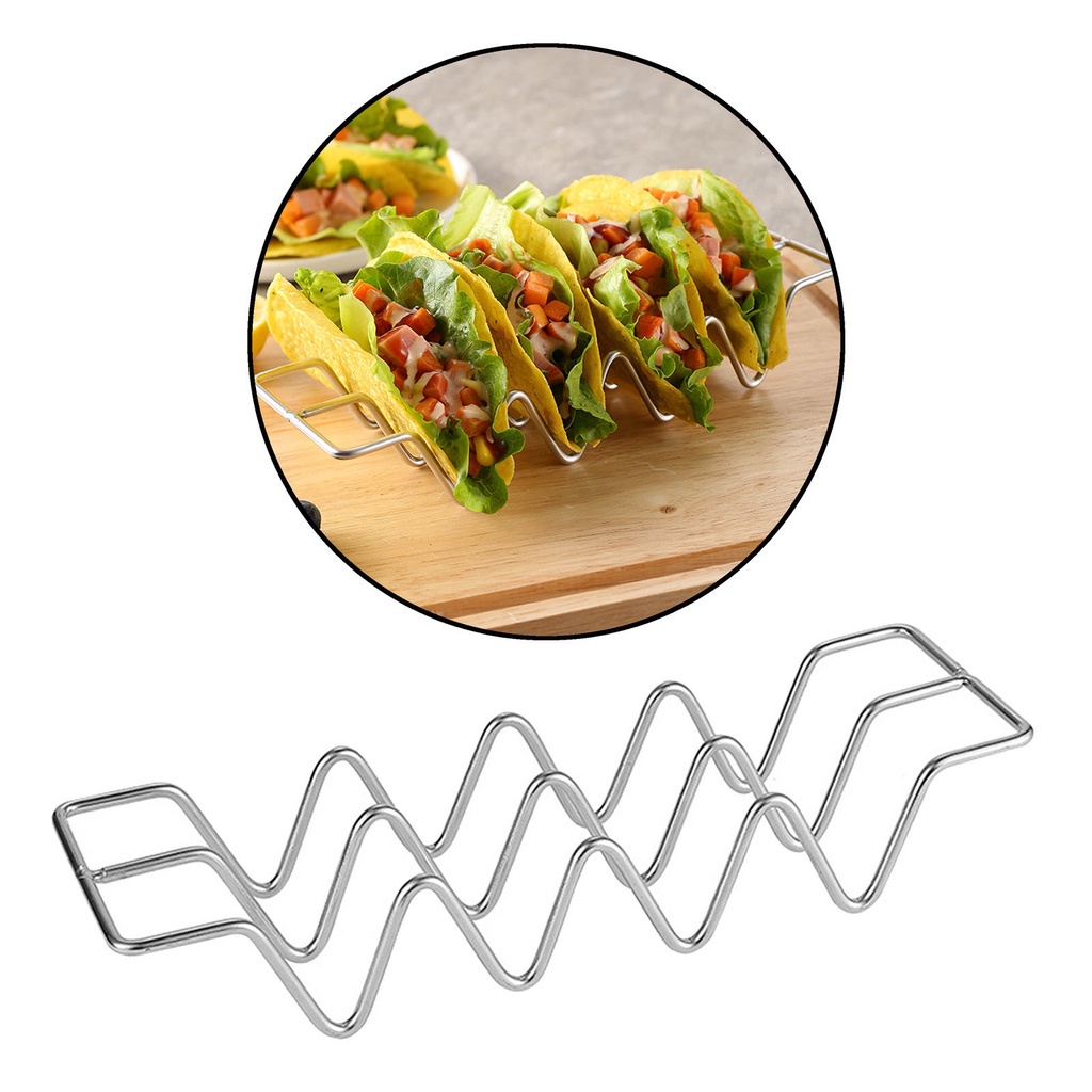 1 Khay Nướng Bánh Taco Bằng Thép Không Gỉ Có Giá Đỡ